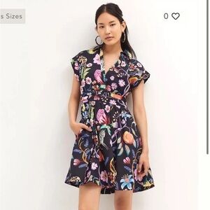 $170 Anthropologie Maeve Floral Mini Dress Jungle Zebra Fruit Size 6 Z359-59